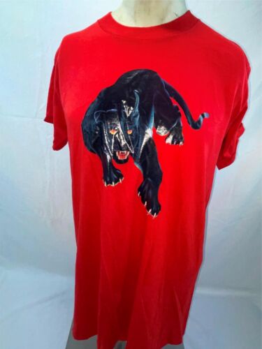 VTG 80S NEW DEADSTOCK DEVKNIT BLACK PANTHER BIG CAT SHIRT