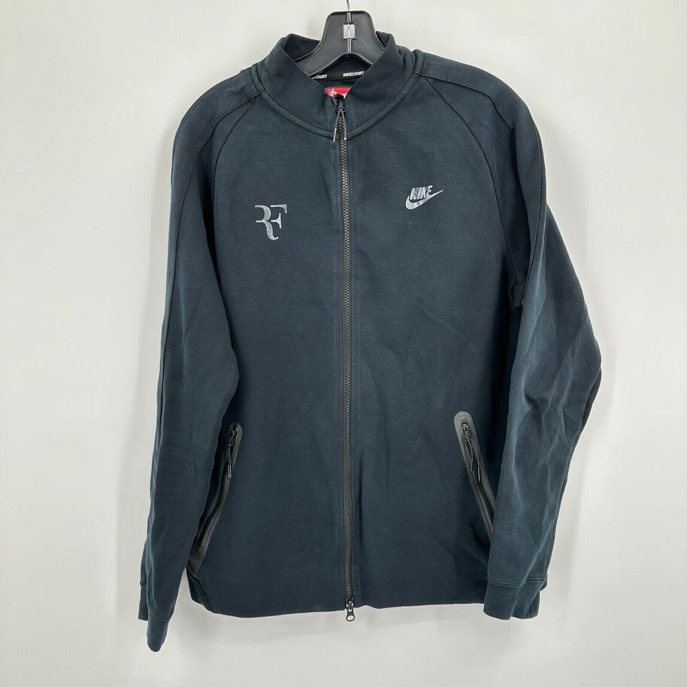 SACAI X NIKE Nike Roger Federer RF Court Track Jacket Uomo L Nero Palestra Fit Activewear Tennis