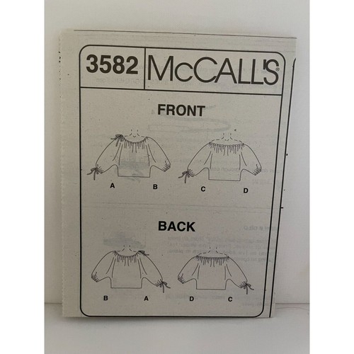 #3582 McCalls Misses Tops Sewing Pattern Size Xsm-Med - Picture 3 of 4