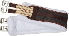 English Saddle Girth -Shaped Fleece -Elastic End - Brown - 36" to 54"
