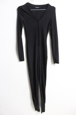 Prettylittlethings Womens Rib Knitted Bodysuit Playsuit - Black - Size 8 (J53)