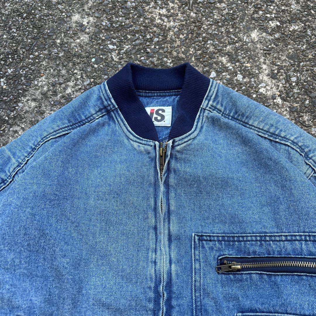 80s I.S. ISSEY MIYAKE Bomber Jacket Denim Men's Rare Vintage