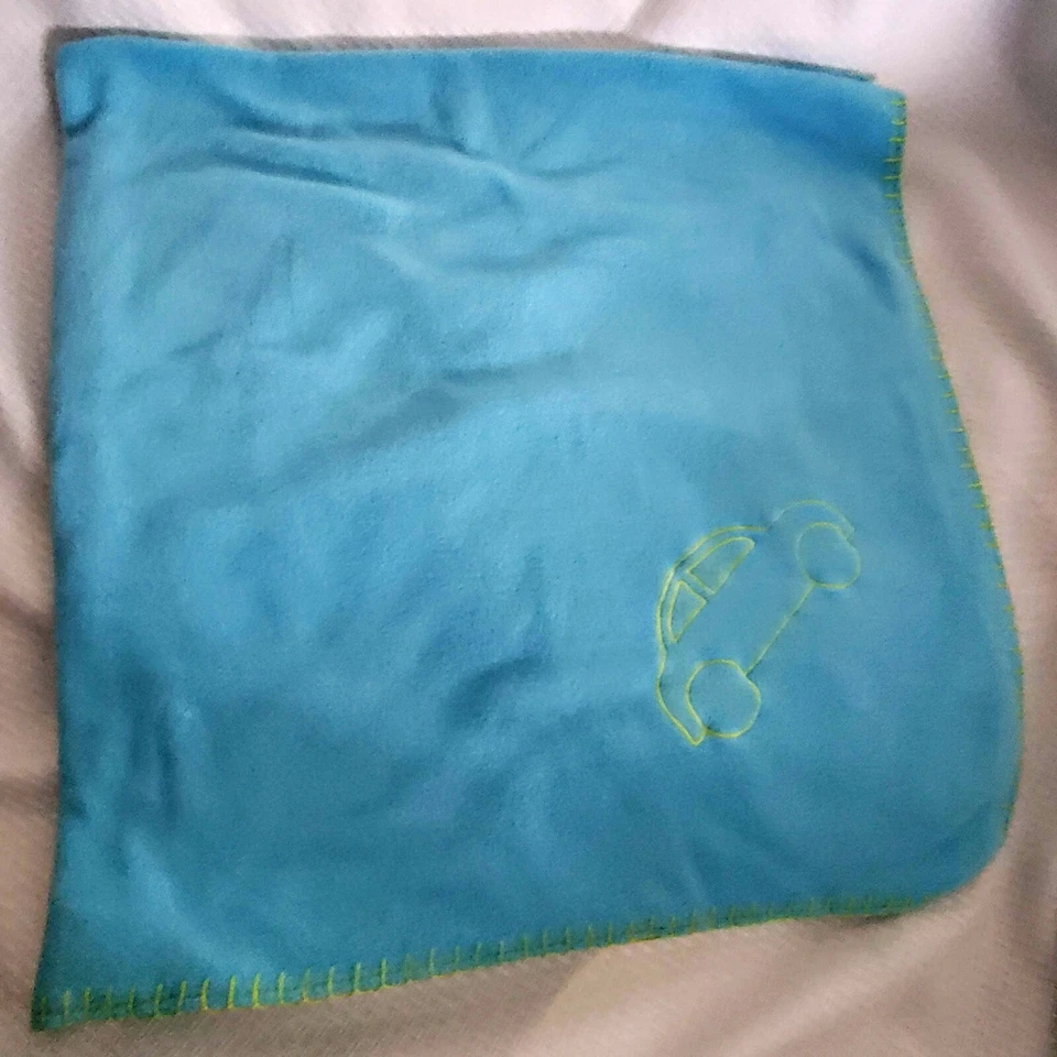 IKEA Azul Polar CAR CAMIÓN Bebé Niño Manta Costuras Verdes 35x35 Suave Foto 2 de 4