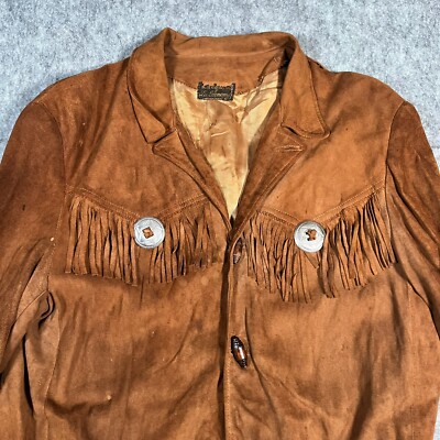 Vintage Suede Leather Jacket Hippie Fringe Concho Medium Vintage Suede Leather Jacket Hippie Fringe Concho Medium