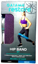 Gaiam Restore Hip Band Kit 2 Hip Bands Light & Medium Resistance, Exercise Guide