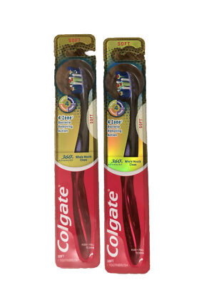 Lot of 2 Colgate 360 Advanced Whole Mouth Clean Toothbrushes - Soft - NEW