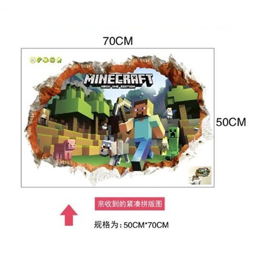 Adesivi murali Minecraft cartone animato 3d gioco sticker murale popolare decorazione camera bambini nuovo - Foto 8 di 26