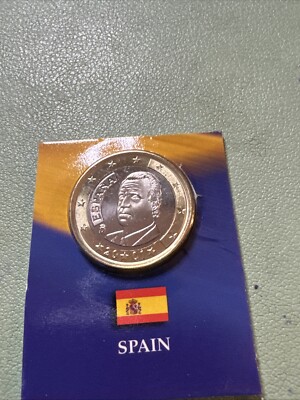 EUROPEAN UNION (SPAIN)  ONE (1) EURO COIN 2001 (KING JUAN CARLOS I) BU