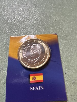 #ad EUROPEAN UNION SPAIN ONE 1 EURO COIN 2001 KING JUAN CARLOS I BU $3.50
