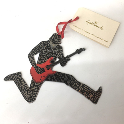 Vintage Santa Metal Rattling Christmas Ornament Noise Maker Red White Ribbon 