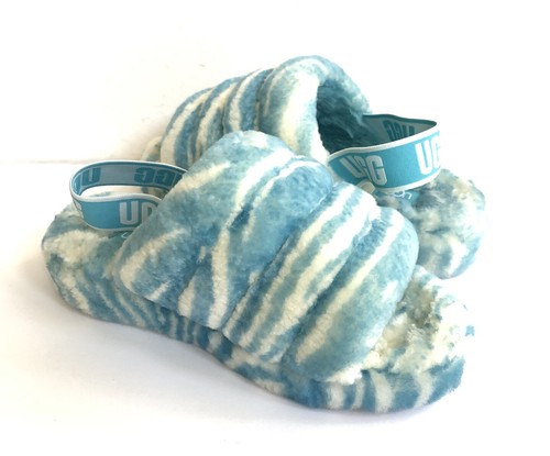 UGG FLUFF YEAH SLIDE ZEBRA CLEAR WATER MOCASSIN SLIP ON SANDAL US 6 /EU 37 /UK 4 - Picture 2 of 6