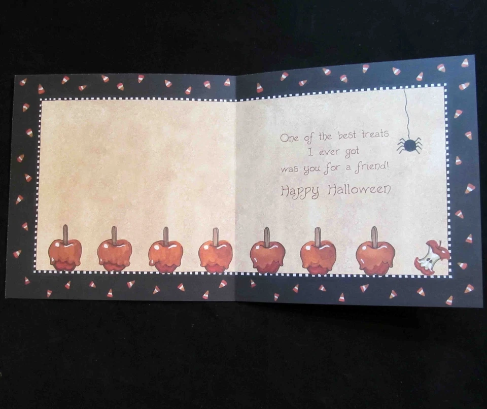 Leanin Tree Halloween Greeting Card Witch Broom Pumpkin Cat Multi Color HW18 - Image 2 of 2