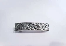 Smaller silver metal filigree flower hair alligator clip barrette for fine thin