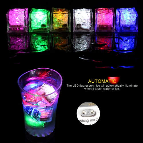 Glowing Luminous LED Ice Cube Whiskey Stones Fluorescent Light Props Wedding Bar