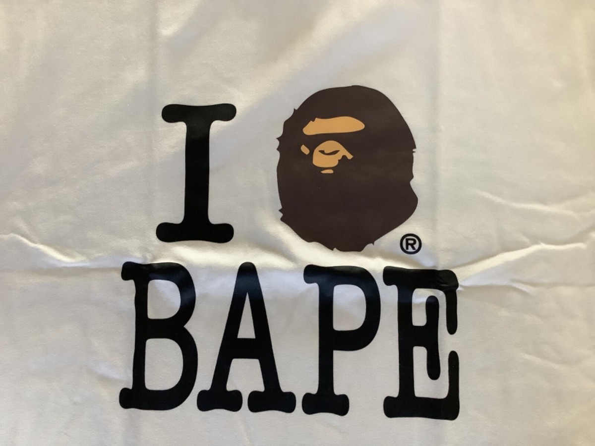 Authentic a bathing ape bape I love bape tee t shirt white Authentic a bathing ape bape I love bape tee t shirt white