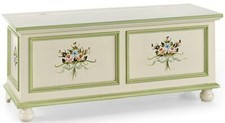 CASSAPANCA BAULE CONTENITORE DECORATO ARTE POVERA CLASSICO SHABBY CHIC