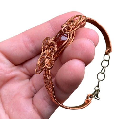 Brazalete Ojo de Tigre o Cornalina Cobre Alambre Envolvente Brazalete Hecho a Mano Joyería Regalo - Imagen 20 de 48