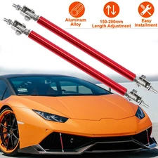 2x Adjustable Front Bumper Lip Splitter Spoiler Strut Rod Tie Support Bar Red
