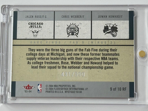 2003-04 Fleer Mystique Rare Finds /500 Jalen Rose Chris Webber Juwan Howard HOF - Picture 3 of 4