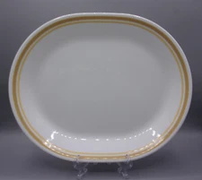 Corelle 12" Almond Oval Serving Platter-  Brown Tan Stripes