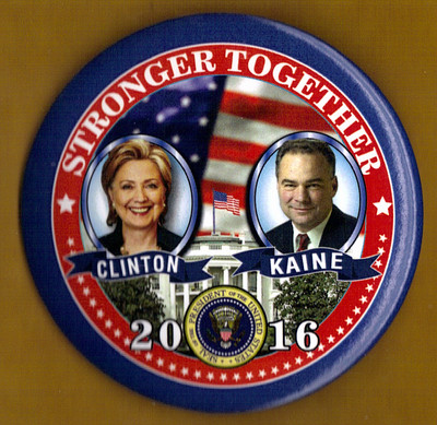 2016 Hillary Clinton/Tim Kaine - 3''(Large) / NG Slater Campaign Button(Pin 02L)