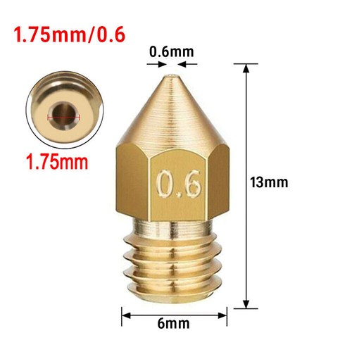 10PCS Brass MK8 Extruder Nozzle 0.4mm 0.6mm Print Head For Ender 1.75mm Printer - Picture 14 of 14