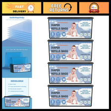 30 Diaper Pail Refill Bags, 4 Pack 120 Bags , Odor-Barrier, Lasts 8 Months
