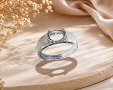 925 Sterling Silver Semi Mount 8X10 MM Oval Bezel Setting Blank stone Men's Ring