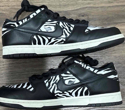 Nike SB Dunk Low Quartersnacks Zebra Cakes Black White Lace Up Low Top DM3510