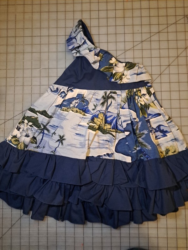 Girls Summer Off The Shoulder Blue Tropical Dress Size 12 Months B