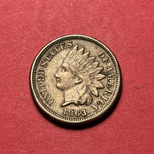 (1) Beautiful Antique 1863 Indian Head Cent/Penny CHOICE XF-EXTRA FINE