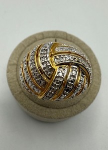 Authentic Sterling Silver Gold Plated .03ctw Diamond Ring