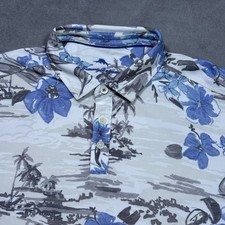 Tommy Bahama Polo Shirt Mens XL Island All Over Print Supima Stretch Palm Relax