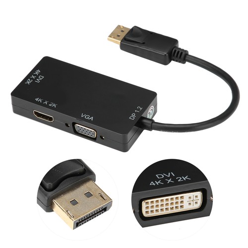 3-in-1 Adapter Displayport To /VGA/DVI Multifunction High Definition Con NEW - Afbeelding 12 van 12