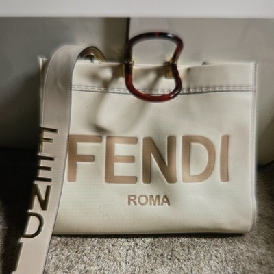 Fendi Vitello Plexiglass logo medium Sunshine Shopper Tote with some damages 