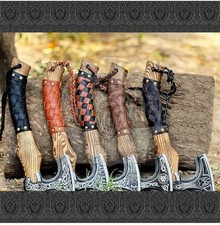5 Axes Custom Handmade Carbon Steel Blade Handed VIKING Axe Hunting Axe Camping
