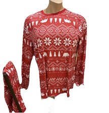 PatPat Men 2pc Christmas Pajama Set Top Pants Red Trees Bear Holly 2XL PURP