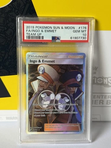 2019 POKEMON SUN & MOON TEAM UP #176 FULL ART/INGO & EMMET PSA 10