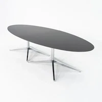 1990s Custom Florence Knoll Black Marble Oval Dining Table 48x121x28 Inches