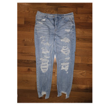 American Eagle Outfitters High Rise Skinny Mom Distressed Light Wash Jeans 12