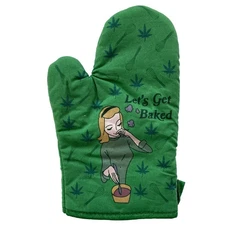 Let's Get Baked Oven Mitt Funny Marijuana Weed 420 High Kitchen Glove
