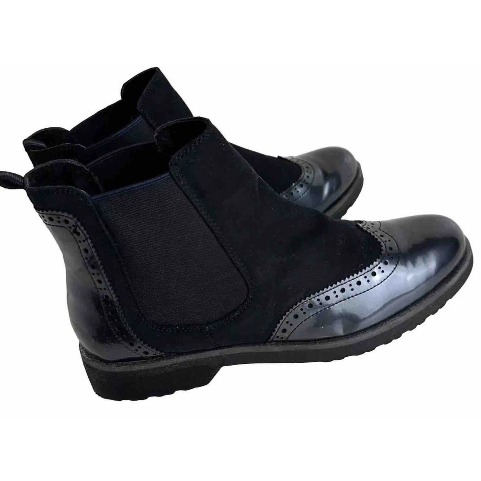 Botines Chelsea Marco Tozzi punta de ala negra charol, EU 42 US 10 43-16 Foto 4 de 4