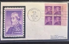 #1051 Susan B. Anthony FDC plate block with add-on cachet