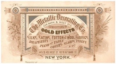 The Metallic Decorating Co Converters in Gold Effects Silks Satins Business Card