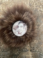 Retro 1920s Josephine Baker Heathered Brown Fox Fur Rosette Brooch Pin Clip