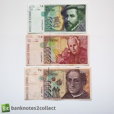 SPAIN: Set of 3 Spanish Peseta Banknotes.