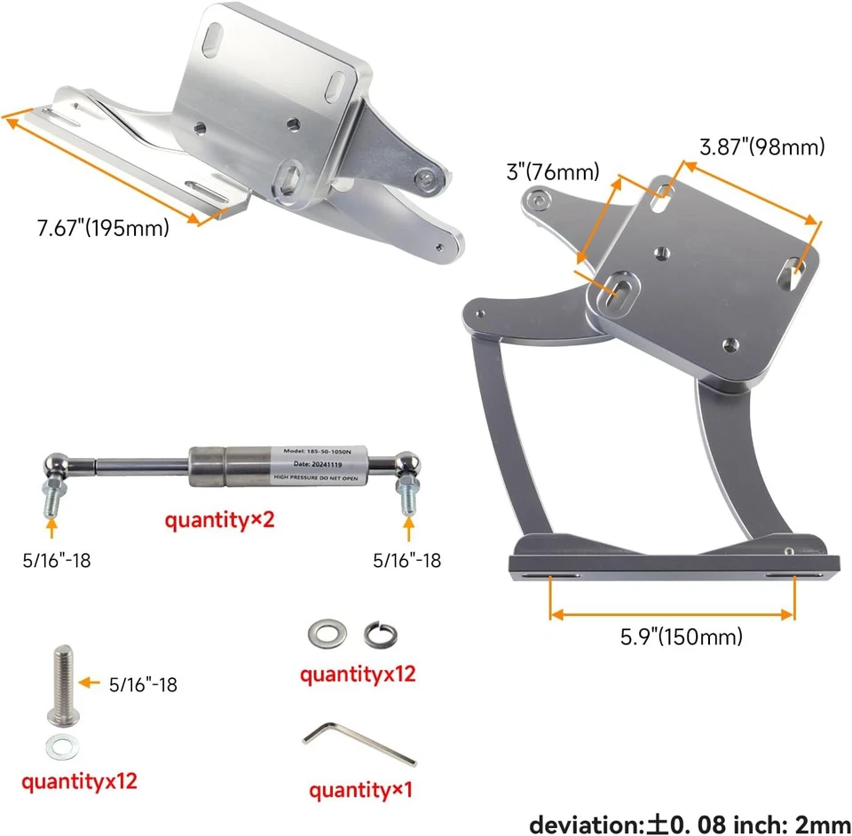 Billet Hood Hinge Kit Left & Right Side For Ford Mustang 64-66 Fairlane 63-65 - Image 4 of 4