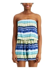 BEBOP Womens Popover Bodice; Ruched Waistline Strapless Straight leg Romper