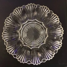 Vintage Anchor Hocking Clear Glass 10” Deviled Egg/Oyster Serving Plate EUC