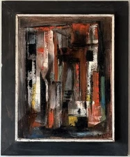 GORDON WAGNER ANTIQUE MODERN ABSTRACT OIL PAINTING OLD CUBIST CUBISM VINTAGE 50s